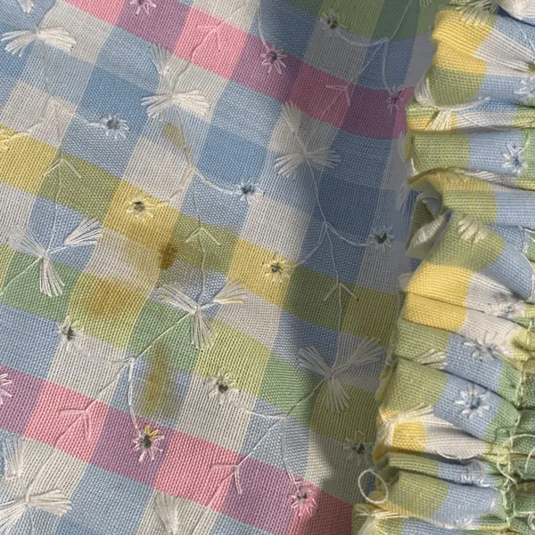 Vintage 70s Pastel Gingham Smocked Maxi Dress‎ Puff Sleeve Cottagecore Romantic - Image 12