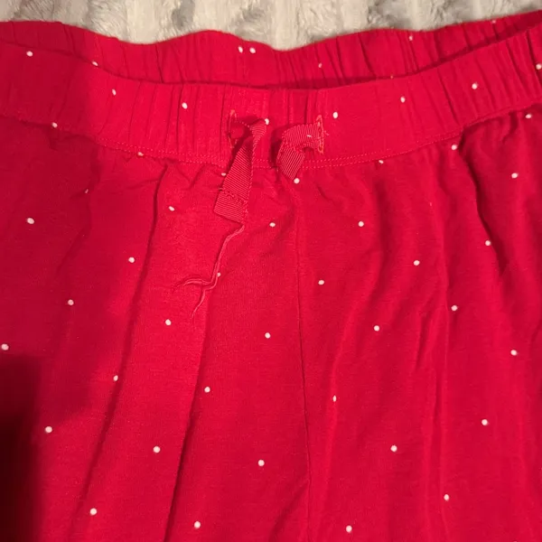 Victoria's Secret Red Polka Dot Pajama Pants Leopard Trim XS Regular - Image 3