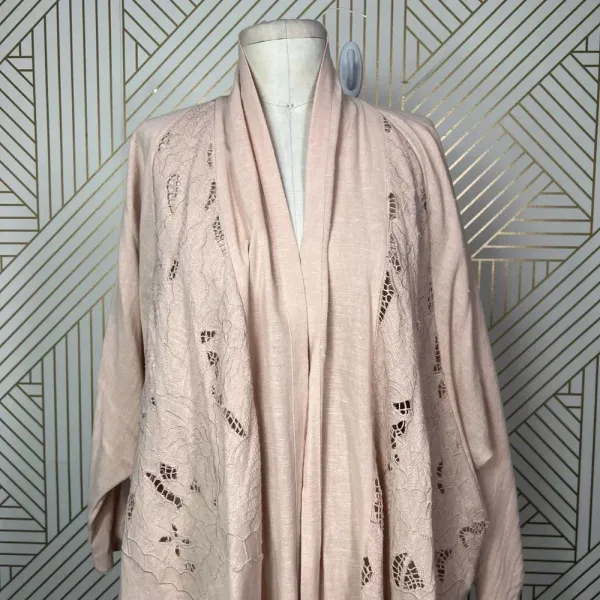 Free People Cool Nights Crochet Cardigan Conch Pink Size Small‎ - Image 5