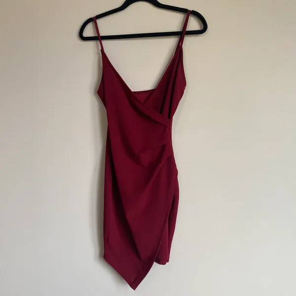 Asymmetrical Bodycon Dress Red - Image 3