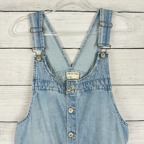 We The Free People‎ Edie Denim Skirtall Sz Large Skirt Overalls Boho Western - Image 3