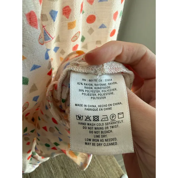 Maeve by Anthropologie Geometric Shape Colorful Rayon Blouse Size Medium Boho - Image 9