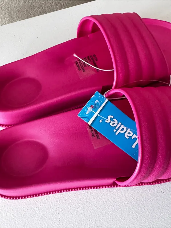 Bright Pink Slide Sandals - Women's Slip-On Comfort - Image 2