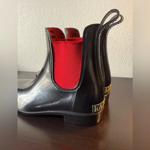 Lauren Ralph Lauren Black and Red Winter Rain Boots - Image 7