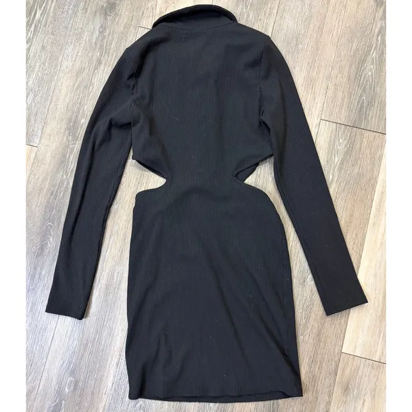 Urban Outfitters Cutout Mini Dress Womens Medium Black Ribbed - Image 5