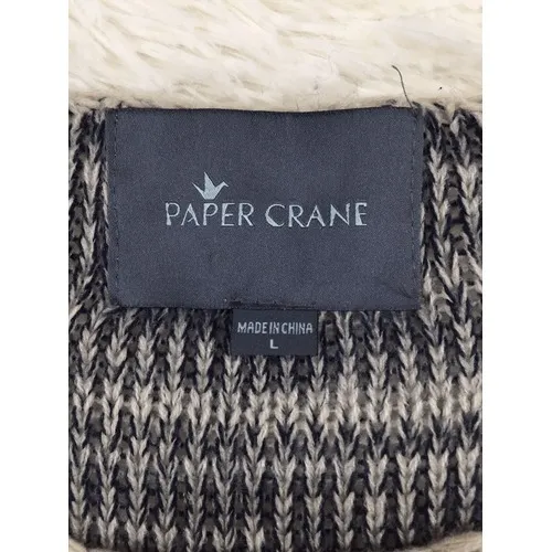 Paper Crane Urban Outfitters Grey Blue Striped Woven Long Sleeve Top Size Large - Image 7