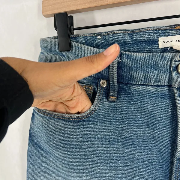Good American Good Jeans Womens 6 Blue‎ Medium Wash Denim High Rise Distressed - Image 6