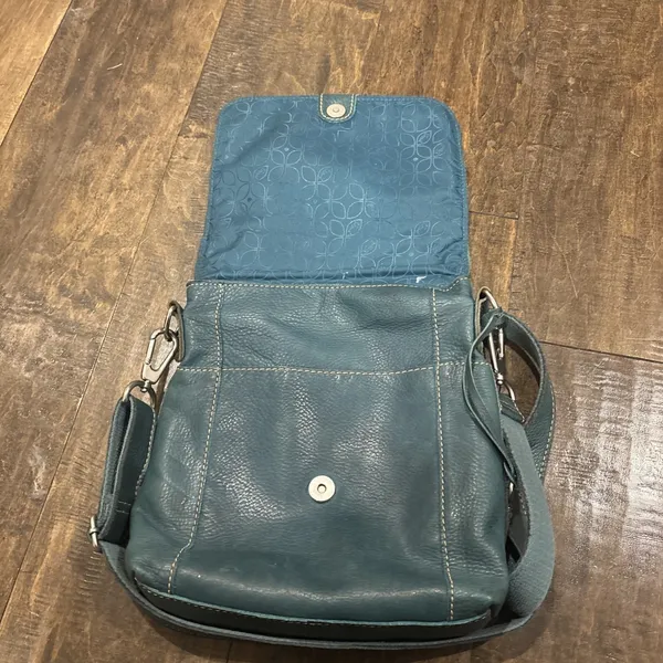 Fossil Long‎ Live Vintage Women's Teal Green Pebbled Leather Purse Crossbody Bag - Image 12