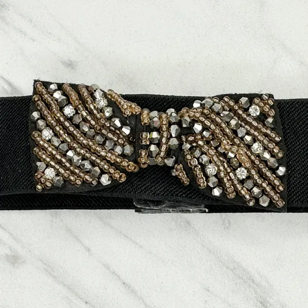 NWT Francesca's Beaded Bow Stretch Cinch Belt Small/Medium (S/M) Black ✨ - Image 6