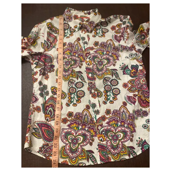 Talbots Petite MP Floral Paisley Button‎ Down Shirt 100% Cotton Western Boho - Image 6