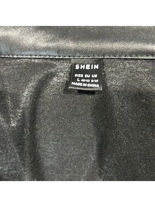 SheIn Black Faux Leather Jacket Women's Large - Image 6
