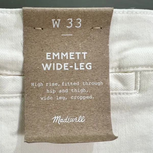 NWT Madewell The Emmett Wide-Leg Crop Jean: Welt Pocket Edition NO602 Tile White - Image 6