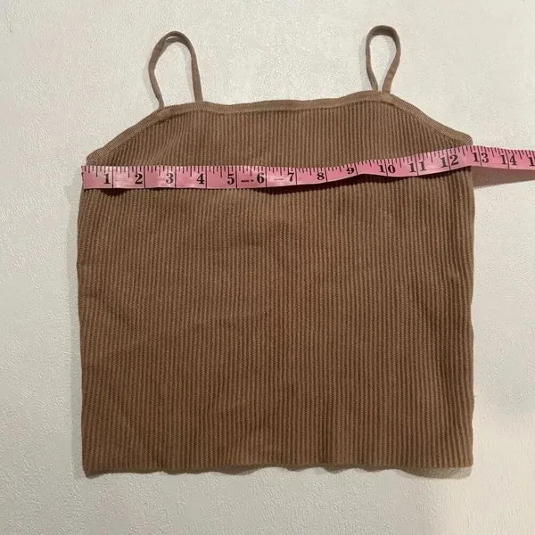 Abercrombie & Fitch Ribbed Knit Camisole Tank Top Brown Minimalist Size Large - Image 4