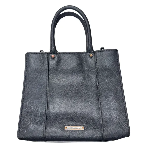 Rebecca Minkoff Black Leather Mini Handbag Tote Purse Classic Small Preppy - Image 2