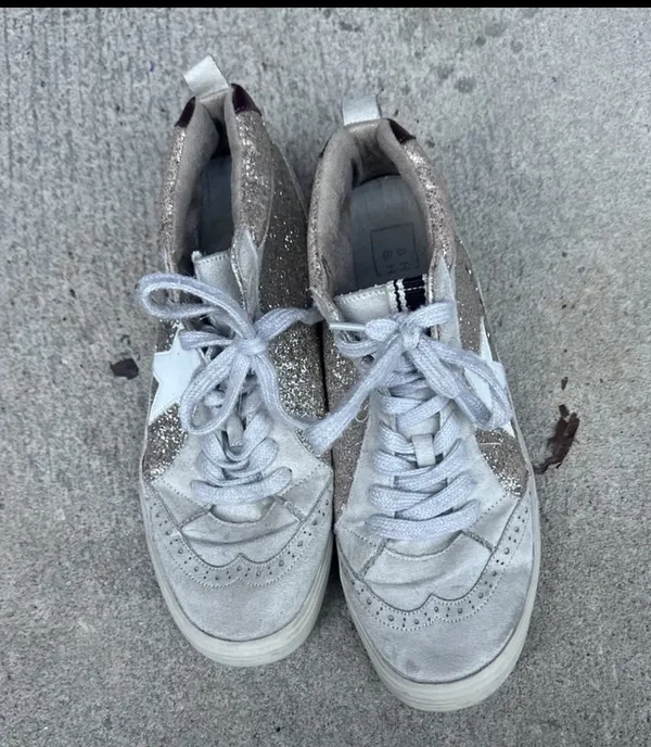 Shu Shop Rose Gold Glitter High Top Sneakers, size 8.5 - Image 2