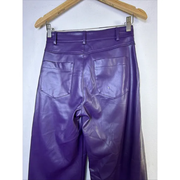 ZARA Faux Leather Pants XS whimsygoth purple hippie goth retro x small party - Image 7