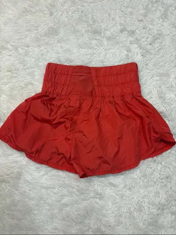 Free people movement way home Red Orange Smocked Waist Mini Skirt - Image 3