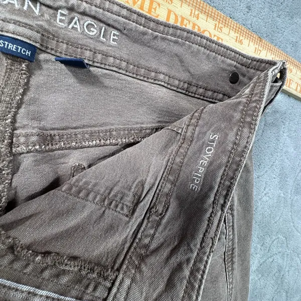 American Eagle Stovepipe Wide Leg Pants Womens 10 Stretch Waist Buckles Brown - Image 15