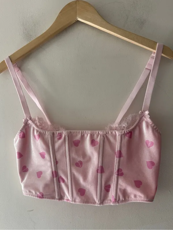 SKIMS Velvet Lace Cropped‎ Corset Cherry Blossom Heart Breaker - Image 2