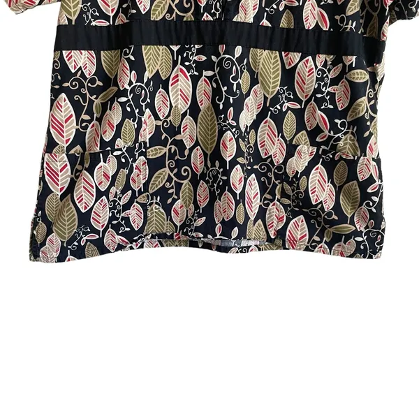 White Swan‎ Women Scrub Top XL Foliage Print Medical Uniform Nurse Workwear Fall - Image 6