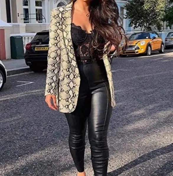 ZARA Snakeskin Blazer Print One-Button - Image 2