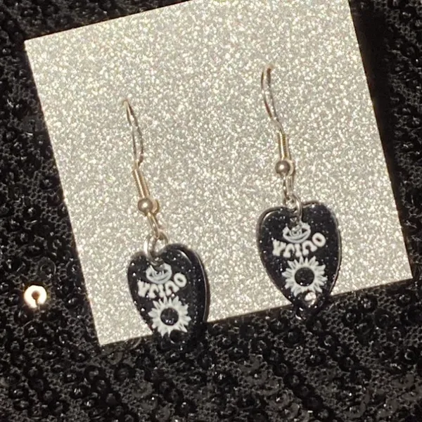 Sterling Silver Spooky Season Ouija Board Necklace 925 Planchette Earrings emo - Image 17