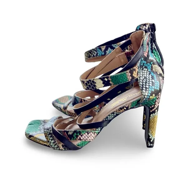 Anne Michelle Faux Snakeskin Metallic Heels - Image 3