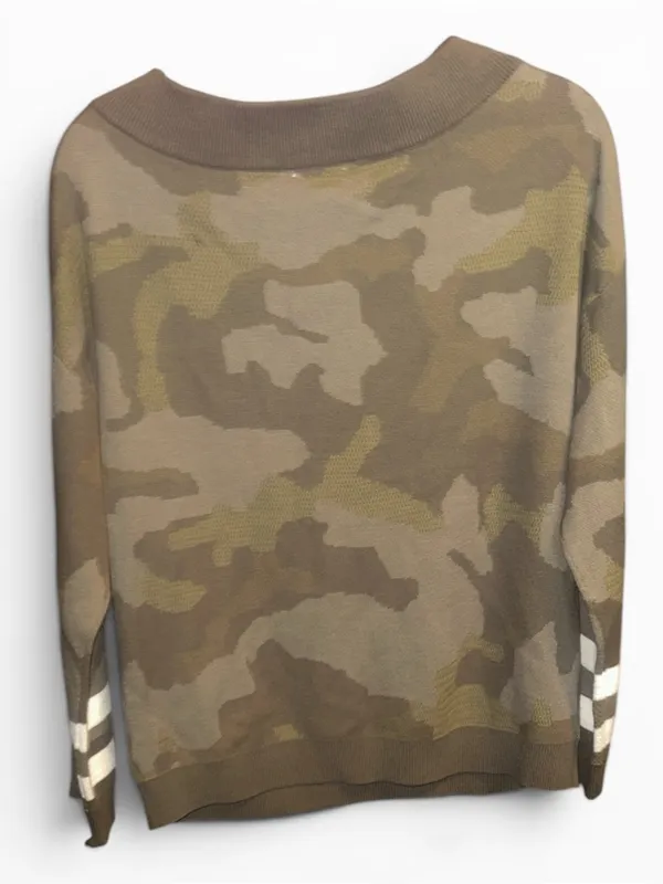 L Hem & Thread Olive Camouflage Off-the-Shoulder Sweater - Image 3