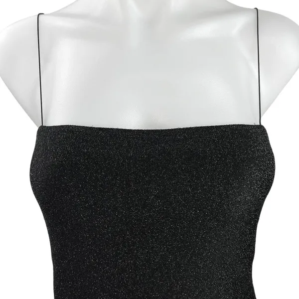 Meshki Black Glitter Metallic Square Neck Camisole Sleeveless Maxi Dress Sz XL - Image 2