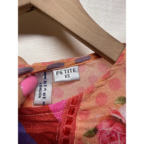 Bl^nk London Anthropologie‎ Miranda Peasant Blouse XSP Floral Boho Artsy Top - Image 6