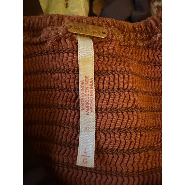 Free People Dainty Cottage Micro Corduroy Until Dawn Midi Dress Brown Large - Image 12