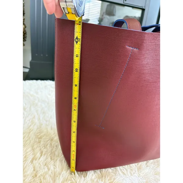 Oscar de la Renta Reversible Tote Bag Maroon Red‎ Blue Shopper Carryall Purse - Image 5