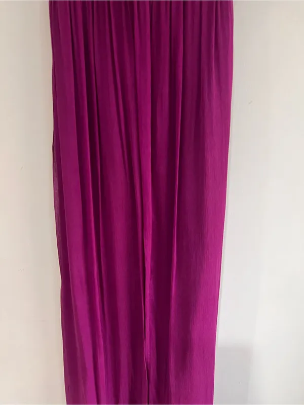 J.Crew 100% Silk Strapless Pleated Maxi Dress Magenta Fuchsia Wedding Guest - Image 6