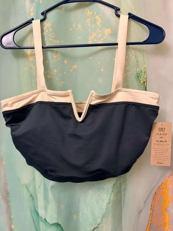 NWT- Albion NAUTICAL V CROP swim top in the color‎ STEEL BLUE size: M - Image 2