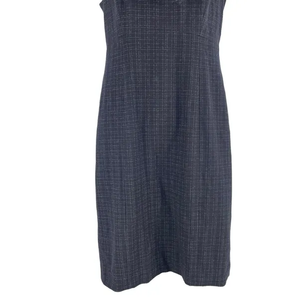 Classiques Entier Check Sheath Dress Bow Neck Gray Brown Size 6 - Image 5