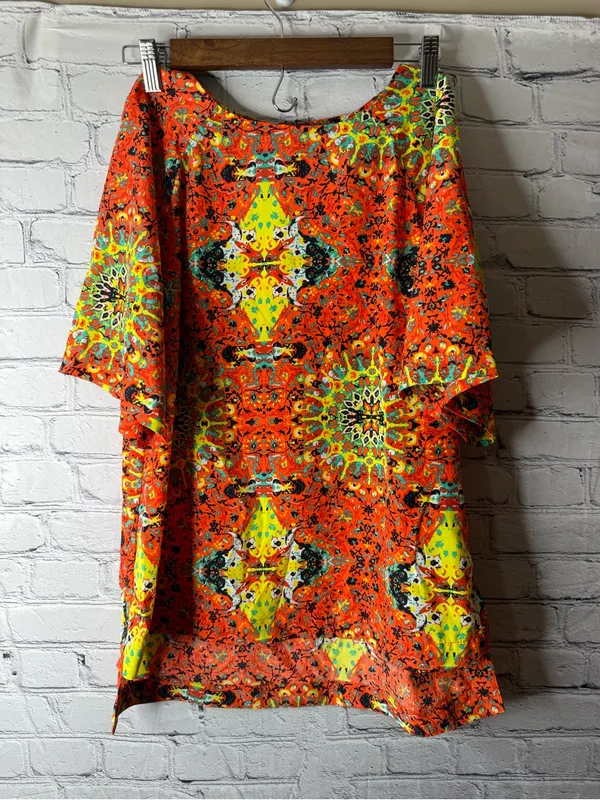 Kut from the cloth Vibrant Orange & Neon Printed Tunic Top medium - Image 2