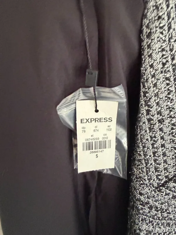 EXPRESS Black White Boucle Blazer Jacket Size 6 NEW NWT - Image 6