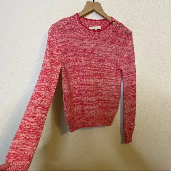 Vanessa Bruno Jaslin Marled Pink Sweater Button Shoulder‎ Baby Alpaca Size S - Image 6