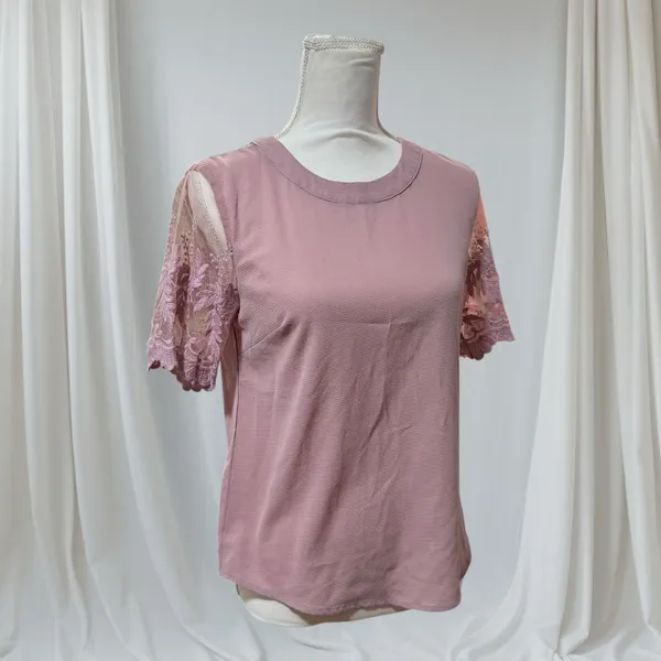 Lulus Lisa Marie Mauve embroidered sleeve blouse Size‎ Small - Image 2