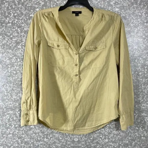 J Crew Reimagined Long Sleeve Lightweight Henley Top - Size Small - Yellow/Green - Image 2