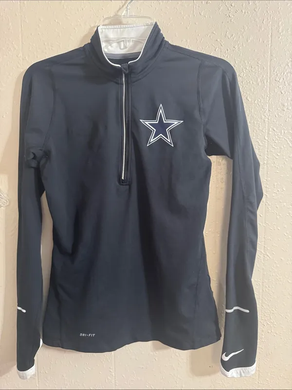 Dallas Cowboys Nike NFL TEAM APPAREL Black Long-Sleeve Dri-FIT Quarter-Zip Top - Image 2