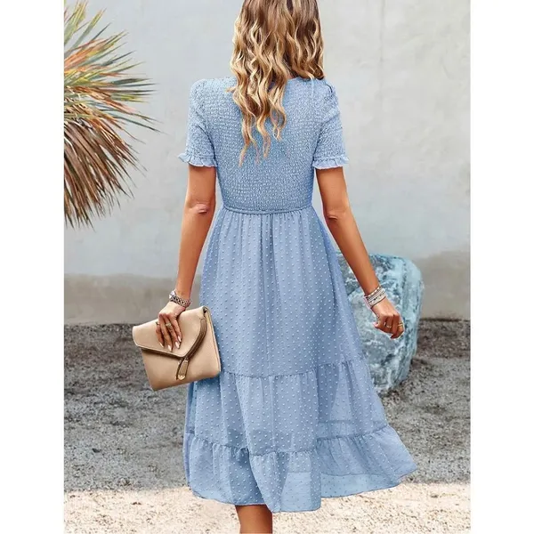 NEW Ruffle Ruffle Dress A-Line High Waist Boho Dress S - Image 3