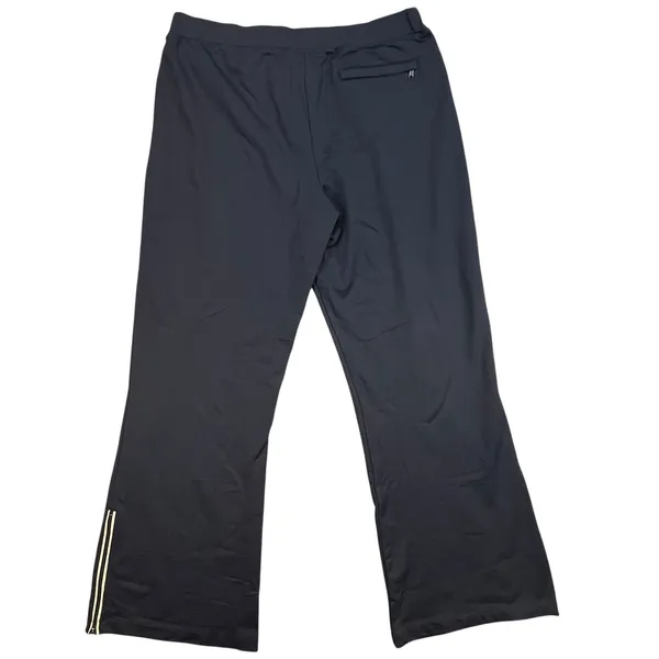 Athleta Womens Navy Blue Wide Leg Athletic Pants Size L‎ Zip Ankle Cuffs Stripe - Image 2