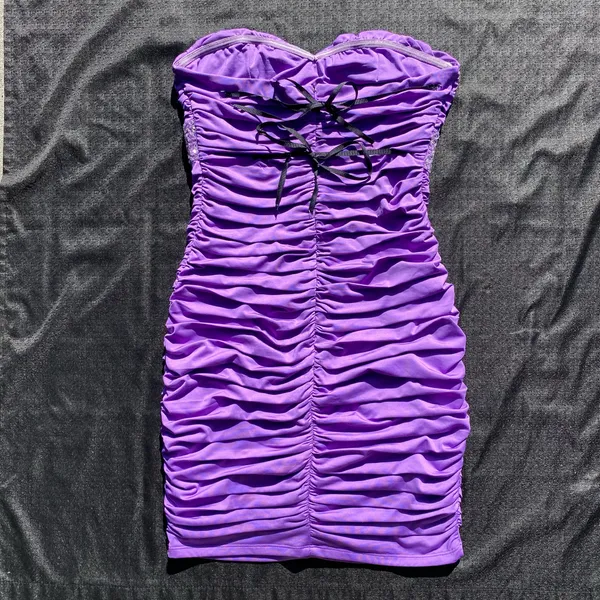 💜 Nikibiki Medium Plum Violet Purple Beaded Rhinestone Cut Out Bodycon Dress 💜 - Image 10