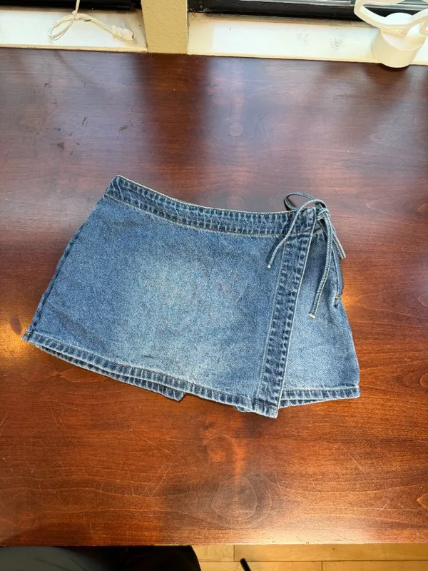 Tillys RSQ Denim Skort Side Tie Mini Size 25 Wrap Front - Image 12