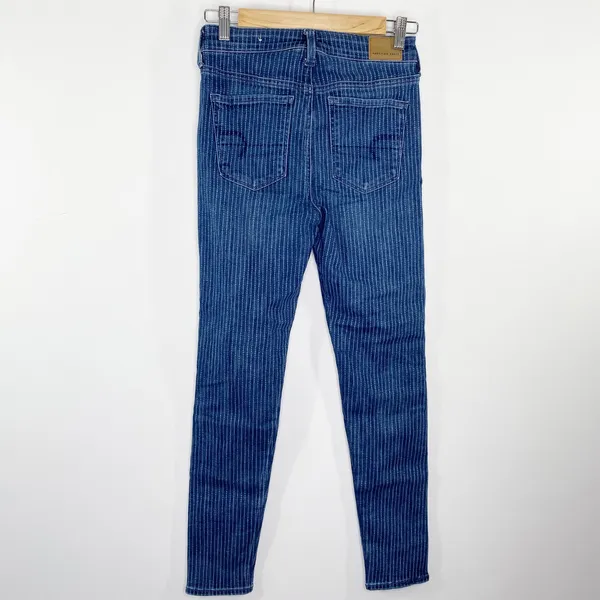 American Eagle Striped‎ Stretch Hi-Rise Jegging Crop Womens Jeans Size 4 Long - Image 2