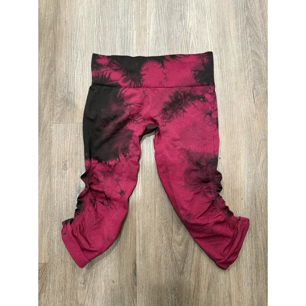 Lululemon In The Flow Crop II‎ Leggings Women's Size 6 Wine Berry Bordeaux Drama - Image 3