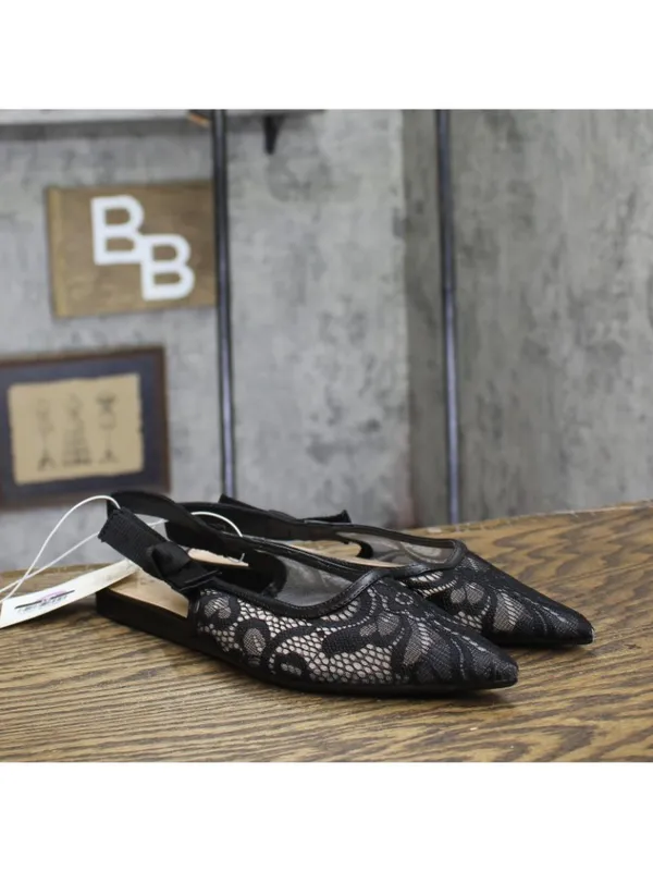 NWT A New Day London Lace Slingback Bow Flats 94303522 Black 6.5M - Image 2