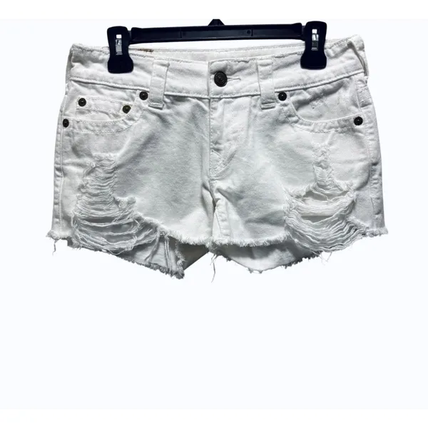 True Religion Keira White Low Rise Denim Shorts Size 27 - Image 3
