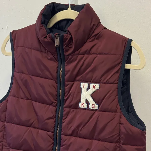IKKS Reversible Puffer Vest Navy Blue Burgundy Flying Without Wings B-003 Womens - Image 6